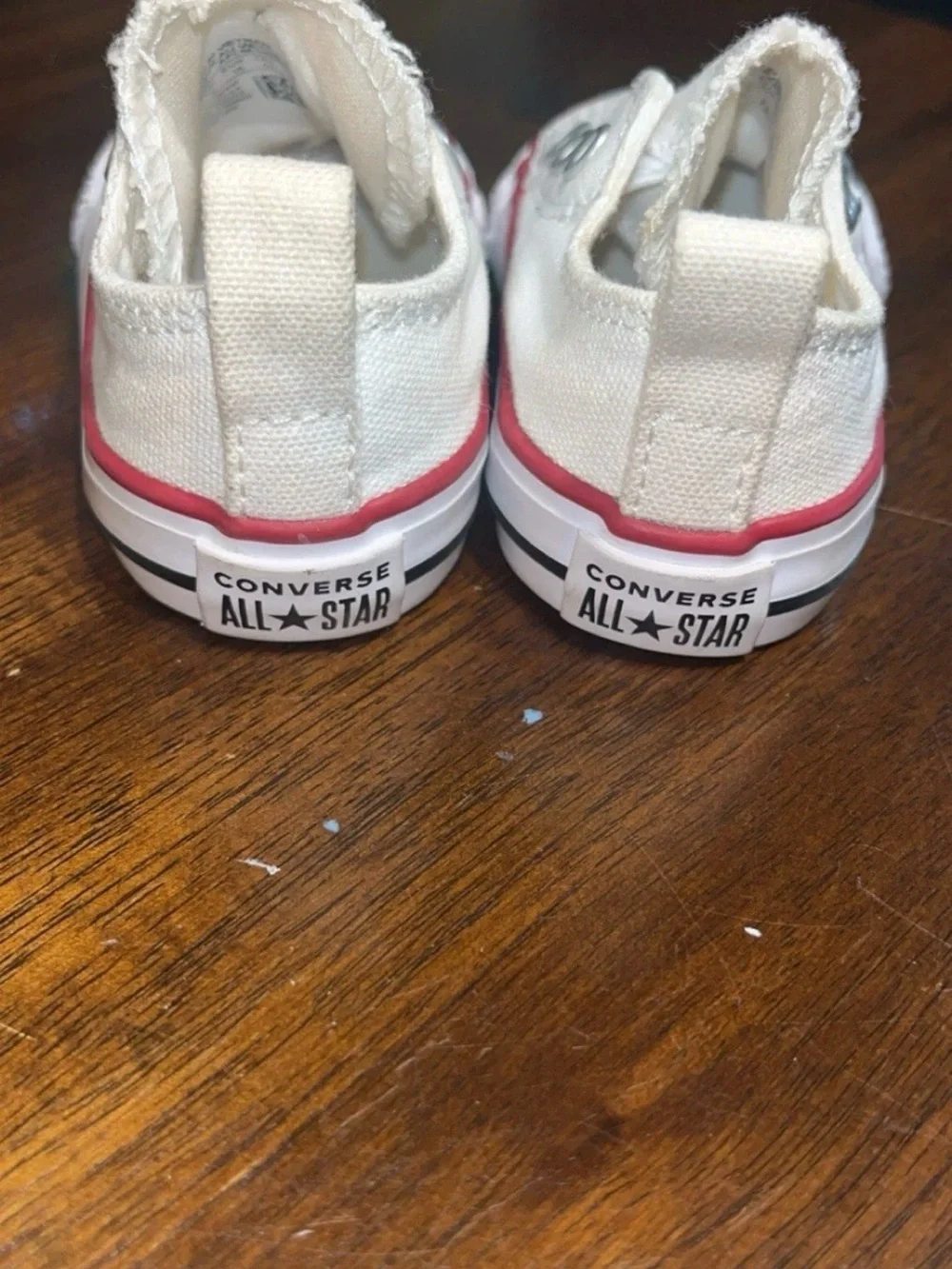 Converse Kids Canvas Slip-On Sneakers in Cream with Red Trim